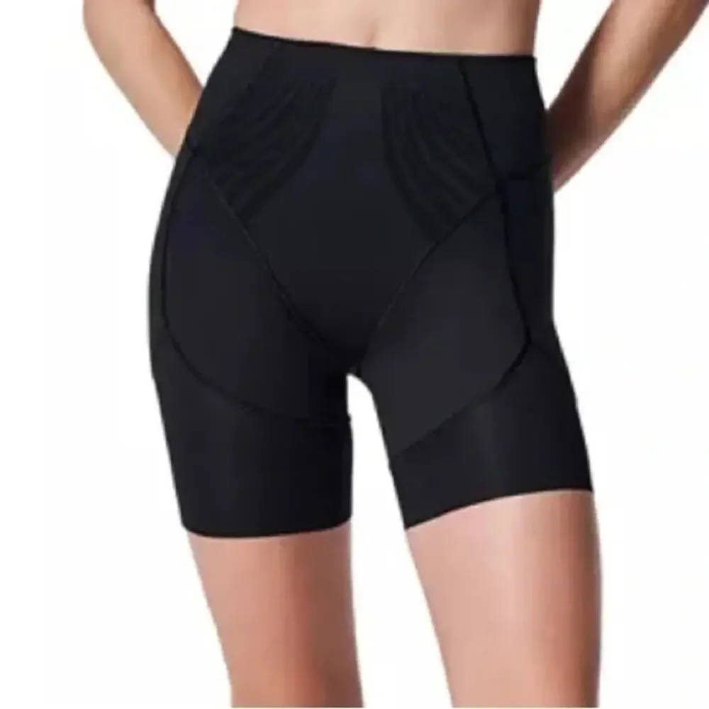 SPANX Haute Contour Shaping Bike Shorts High Waist Tummy Control Black Sz M